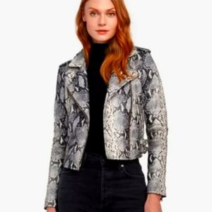 PHILOSOPHY | PYTHON SNAKESKIN FAUX LEATHER MOTO JACKET